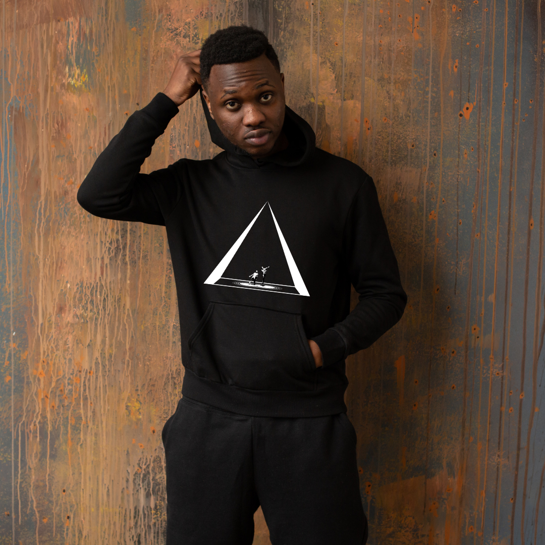 Lagos black hoodie model view